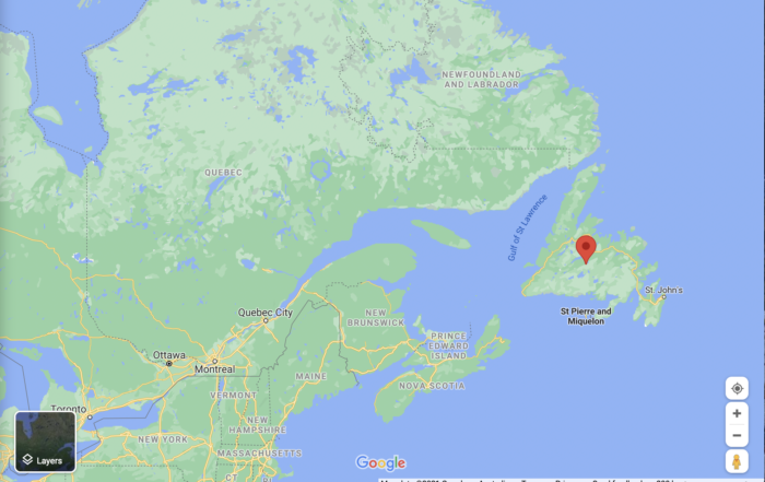 Newfoundland and Labrador, Canada Google Map